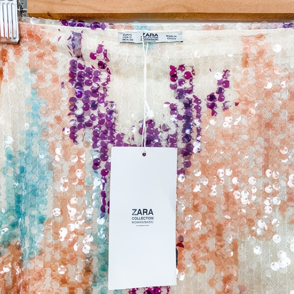 🆕 NWT’s Zara Pastel Sequin Midi Pencil Skirt - Picture 5 of 5